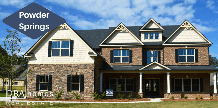 Luxury Home Exterior | Powder Springs New Homes 30127 | DRA Homes Real Estate Watermark