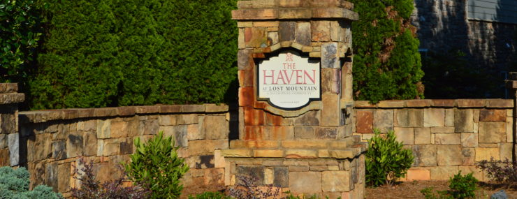 Haven Lost Mountain Entrance Monument } Active Adult } Powder Springs