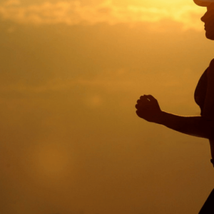 woman running at sunset slider