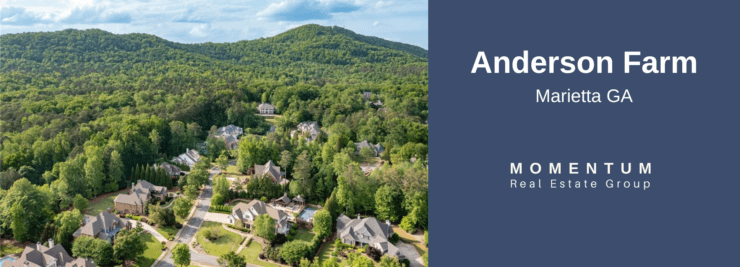 Aerial View of Anderson Farm in Marietta Ga | Kennesaw Mountain Dominates the Background